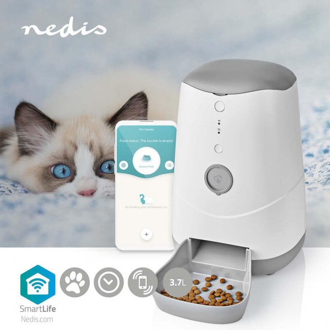 Nedis WIFIPET10CWT dog/cat feeder/waterer Grey, White Cat (animal) / Dog