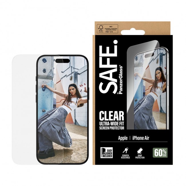 PanzerGlass SAFE. by Screen Protector iPhone Air | Ultra-Wide Fit w. EasyAligner Clear screen protector Apple 1 pc(s)