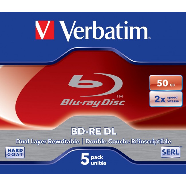 Verbatim BD-RE DL 50GB 2 x 5 Pack Jewel Case 5 pc(s) Verbatim BD-RE DL 50GB 2 x 5 Pack Jewel Case 5 pc(s)