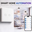Qoltec 52716 Smart Touch 2-Gang Light Switch | Wi-Fi | Timer | Tuya | Smart Life | Tempered Glass | White