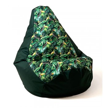 Sako sack pouffe pear print black-papua XXL 140 x 100 cm