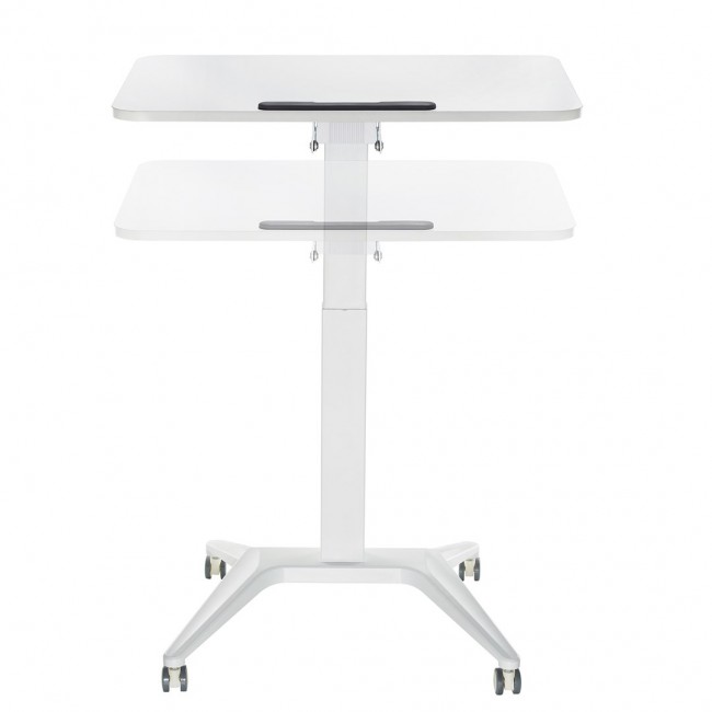 Maclean MC-453 W Mobile Laptop Desk with Pneumatic Height Adjustment, Laptop Table with Wheels, 80 x 52 cm, Max. 8 kg, Height Adjustable Max. 109 cm (White) Maclean MC-453 W Mobile Laptop Desk with Pneumatic Height Adjustment, Laptop Table with Wheels, 80 x 52 cm, Max. 8 kg, Height Adjustable Max. 109 cm (White)