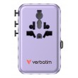Verbatim Charge 'n' Travel 100W Universal Travel Adapter with retractable cable Purple