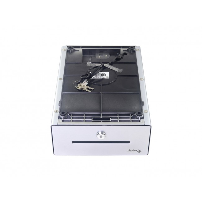 Equip Cash Register Drawer for Point of Sale (POS) System, 4 Bill/4 Coin Compartments, Removable Coin Slots, RJ11 connector, Aluminum