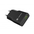 NATEC RIBERA GAN SLIM MAINS CHARGER 1 USB-A + 1 USB-C 20W BLACK