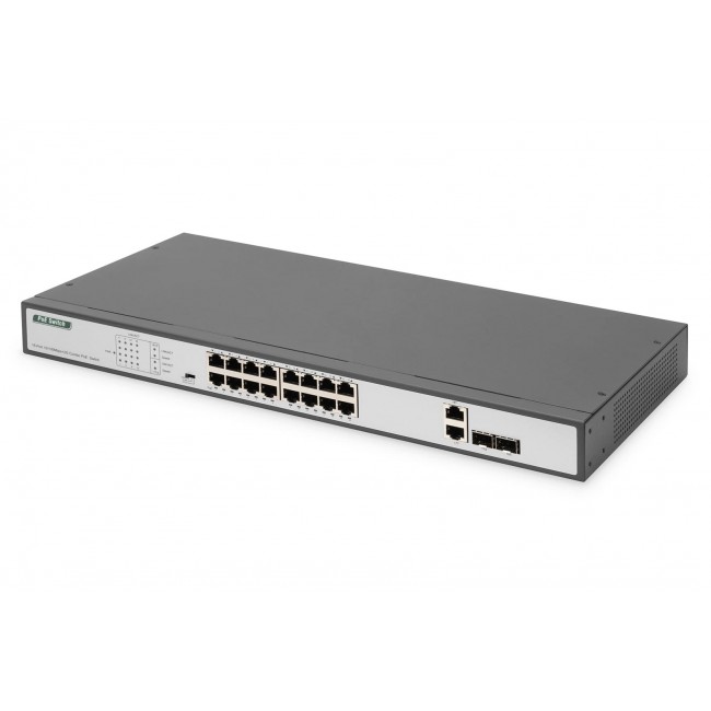 Digitus 16 Port Fast Ethernet PoE Switch, 19 Inch, Unmanaged, 2 Uplinks Digitus 16 Port Fast Ethernet PoE Switch, 19 Inch, Unmanaged, 2 Uplinks