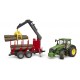 BRUDER John Deere 7R 350 with forestry trailer and 4 trunks