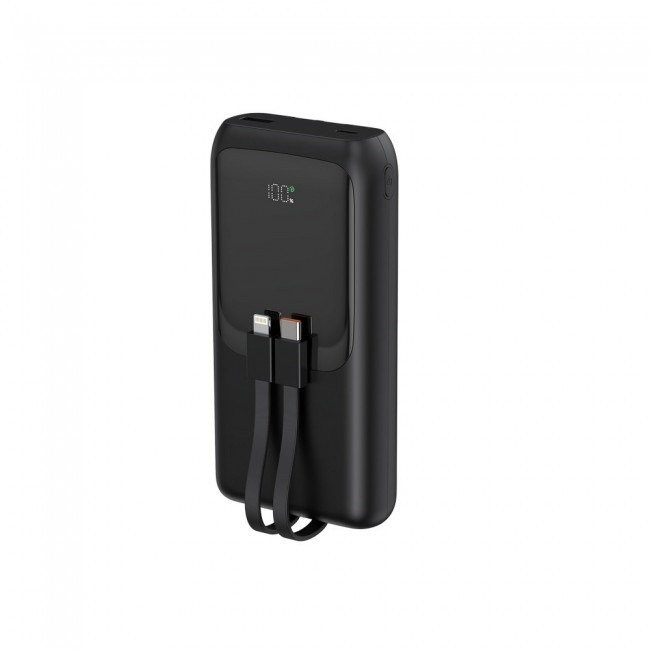 Gembird PB20-PD20-LCD-01 Fast charging power bank with integrated cables, 20W, 20000 mAh, black