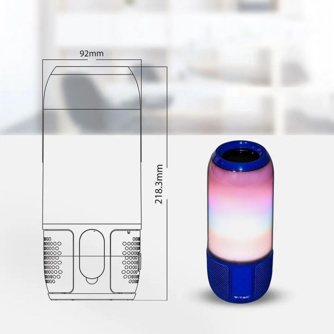 Wireless LED speaker V-TAC SMART VT-7456 RGB Bluetooth 2x3W (SKU 8569) Blue Wireless LED speaker V-TAC SMART VT-7456 RGB Bluetooth 2x3W (SKU 8569) Blue