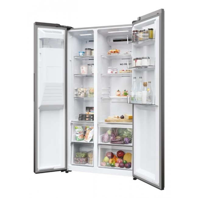 Haier SBS 90 Serie 5 HSR5918DIMP Free-standing double-sided fridge-freezer combination 511 l D Platinum, stainless steel Haier SBS 90 Serie 5 HSR5918DIMP Free-standing double-sided fridge-freezer combination 511 l D Platinum, stainless steel
