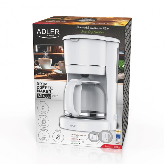Adler AD 4383w Drip coffee maker for ground coffee 1.5 L white Adler AD 4383w Drip coffee maker for ground coffee 1.5 L white