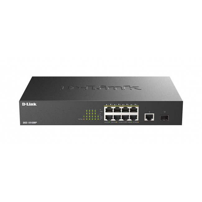 D-Link DGS-1010MP/E network switch Unmanaged L2 Gigabit Ethernet (10/100/1000) Power over Ethernet (PoE) 1U Black