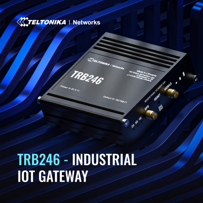 Teltonika Industrial router, IoT LTE gateway TRB246 Cat 4, 1x RJ45 100Mb/s, IP30 Teltonika Industrial router, IoT LTE gateway TRB246 Cat 4, 1x RJ45 100Mb/s, IP30