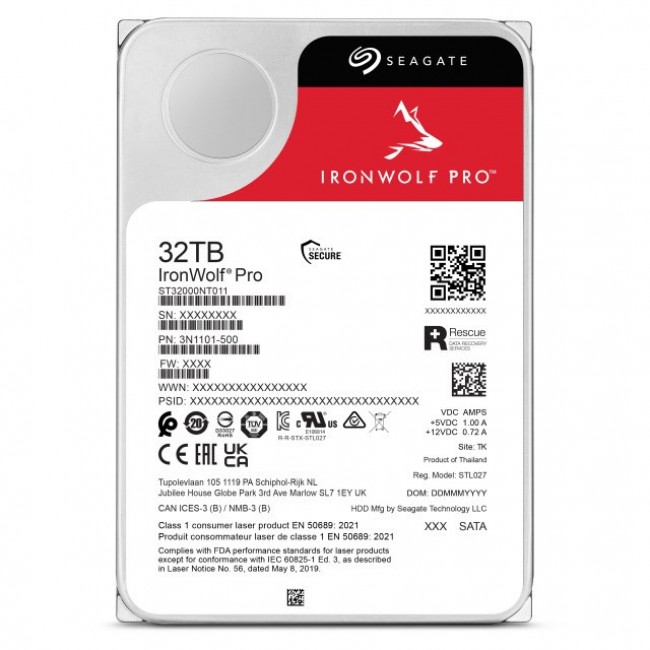 Seagate IronWolf Pro ST32000NT000 internal hard drive 32 TB 7200 RPM 512 MB 3.5 Seagate IronWolf Pro ST32000NT000 internal hard drive 32 TB 7200 RPM 512 MB 3.5