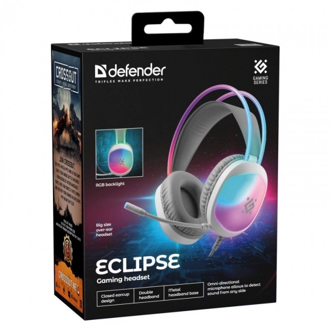 HEADPHONES DEFENDER ECLIPSE RGB WHITE