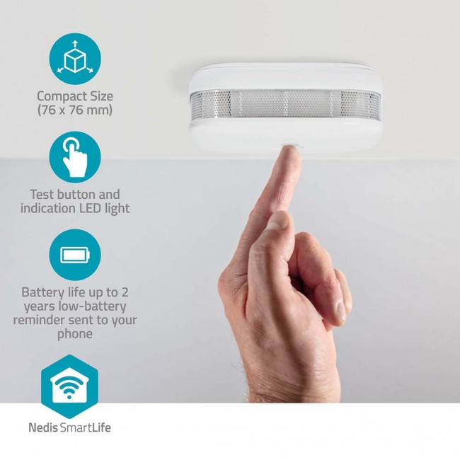 Nedis WIFIDS21WT smart smoke detector Air-sampling detector Wireless connection