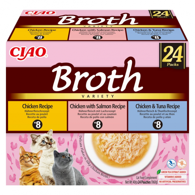 INABA Ciao Broth with chicken, salmon and tuna - cat treats - 24x40g