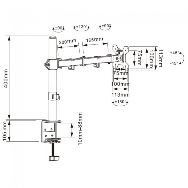 Techly ICA-LCD 503BK2 monitor mount / stand 68.6 cm (27 Techly ICA-LCD 503BK2 monitor mount / stand 68.6 cm (27