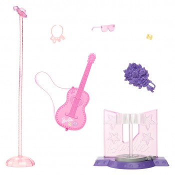 Barbie 65th Anniversary Doll & 10 Accessories, Pop Star Set with Brunette Singer Doll