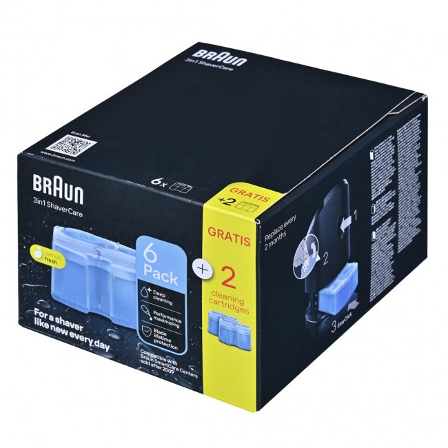 Shaver cleaning cartridge 8-pack CCR6+2 BRAUN