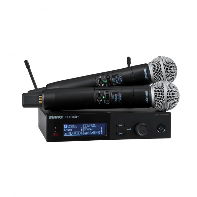 Shure SLXD24D+E/58-G65 - dual digital wireless system with two transmitters/handheld microphones (470 - 606 MHz)