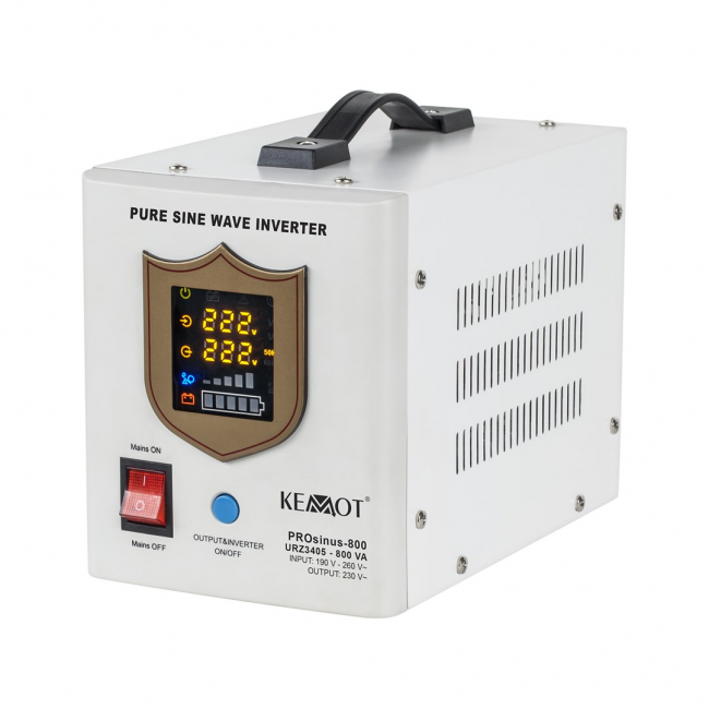 KEMOT PROsinus-800 emergency power supply unit a pure sine wave inverter with a 12V charging function, 230V, 800VA/500W
