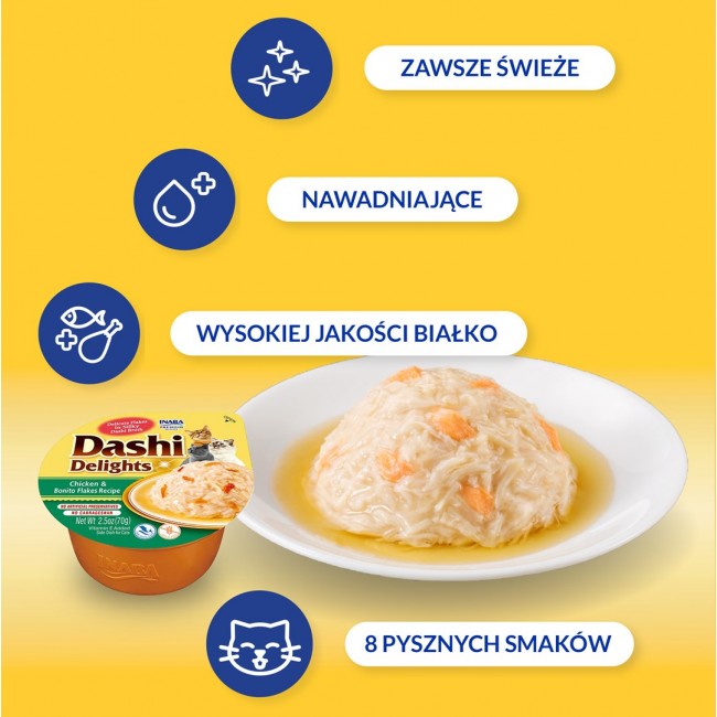 INABA Dashi Delights Chicken with bonito flakes in broth - cat treats - 70g