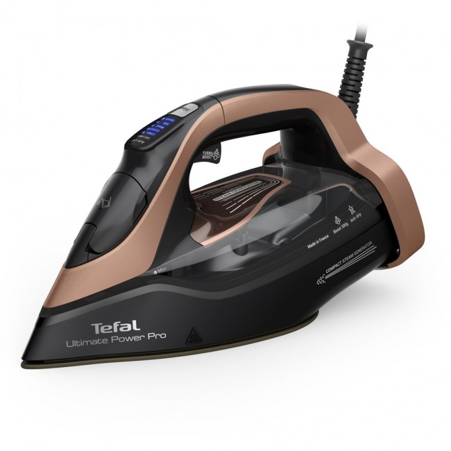 Tefal Ultimate Power Pro FV9E50 Dry & Steam iron Durilium AirGlide Autoclean soleplate 3200 W Black, Copper Tefal Ultimate Power Pro FV9E50 Dry & Steam iron Durilium AirGlide Autoclean soleplate 3200 W Black, Copper