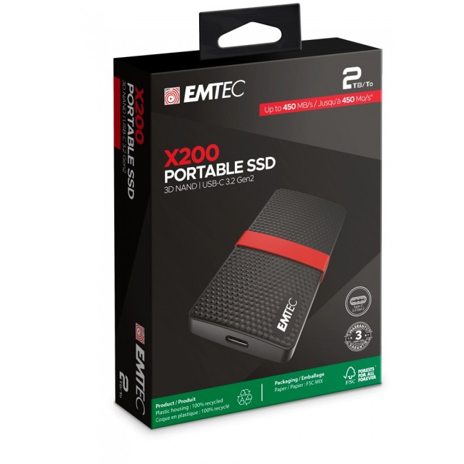 Emtec X200 2 TB USB Type-C 3.2 Gen 1 (3.1 Gen 1) Black