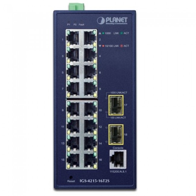 PLANET IGS-4215-16T2S network switch Managed L2/L4 Gigabit Ethernet (10/100/1000) Blue
