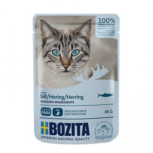 BOZITA Meat chunks in sauce with herring wet cat food 85g BOZITA Meat chunks in sauce with herring wet cat food 85g