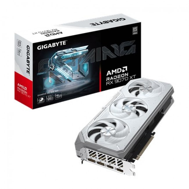GIGABYTE Radeon RX 9070 XT GAMING OC ICE 16G Graphics Card - 16GB GDDR6, 256bit, PCI-E 5.0, 3060 MHz Core Clock, 2 x DisplayPort, 2 x HDMI, GV-R907XGAMINGOCICE-16GD