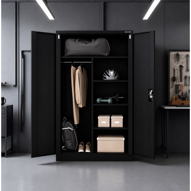 Iron Mate SATURN Metal Utility Cupboard 185x90x45 Black RAL9005