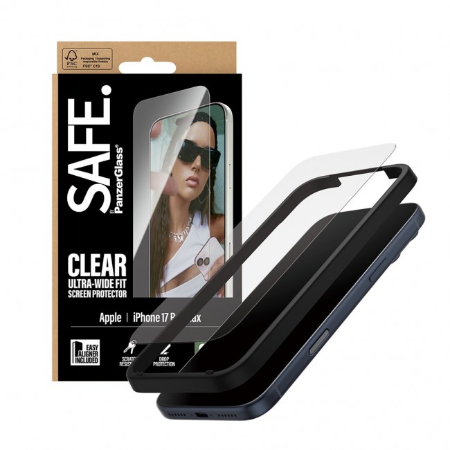 PanzerGlass SAFE. by Screen Protector iPhone 18 Pro Max | 17 Pro Max | Ultra-Wide Fit w. EasyAligner Clear screen protector Apple 1 pc(s)