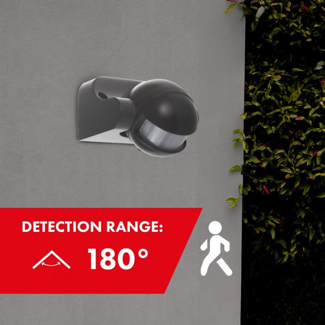 Maclean MCE358 GR Infrared PIR Motion Sensor IP44 Grey Range 12m Max Load 800/1200W Movement Detector