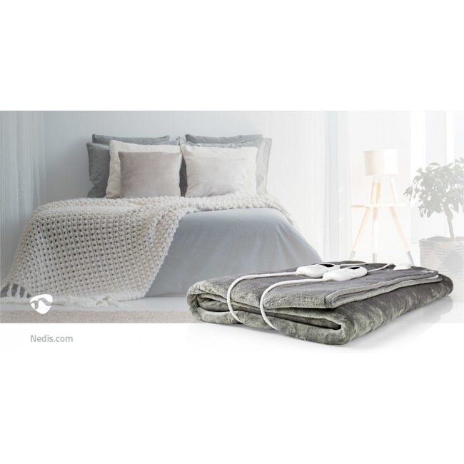 Nedis PEBL130CWT2 electric blanket 120 W Grey, White Fleece, Polyester Nedis PEBL130CWT2 electric blanket 120 W Grey, White Fleece, Polyester