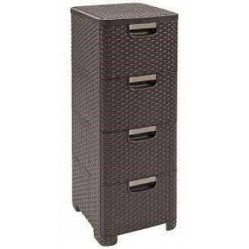 CURVER BOOKCASE WITH 4 DRAWERS 4x14L /DARK BROWN