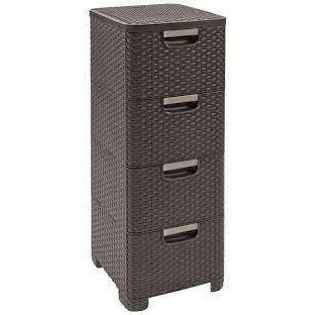 CURVER BOOKCASE WITH 4 DRAWERS 4x14L /DARK BROWN CURVER BOOKCASE WITH 4 DRAWERS 4x14L /DARK BROWN