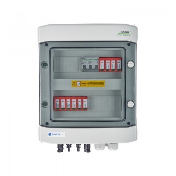 Switchgear attached DCAC hermetic IP65 EMITTER with DC surge arrester Dehn 1000V type 2, 2 x PV string, 2 x MPPT // og. AC Dehn type 2, 16A 3-F