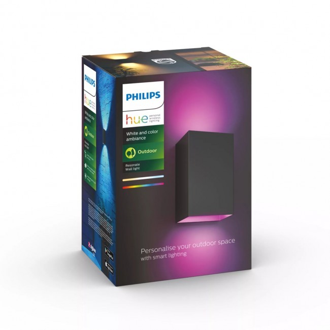 Philips Hue White and colour ambience Resonate Outdoor wall light Philips Hue White and colour ambience Resonate Outdoor wall light