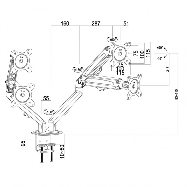 Maclean 2 monitor mount, gas spring, 13 Maclean 2 monitor mount, gas spring, 13