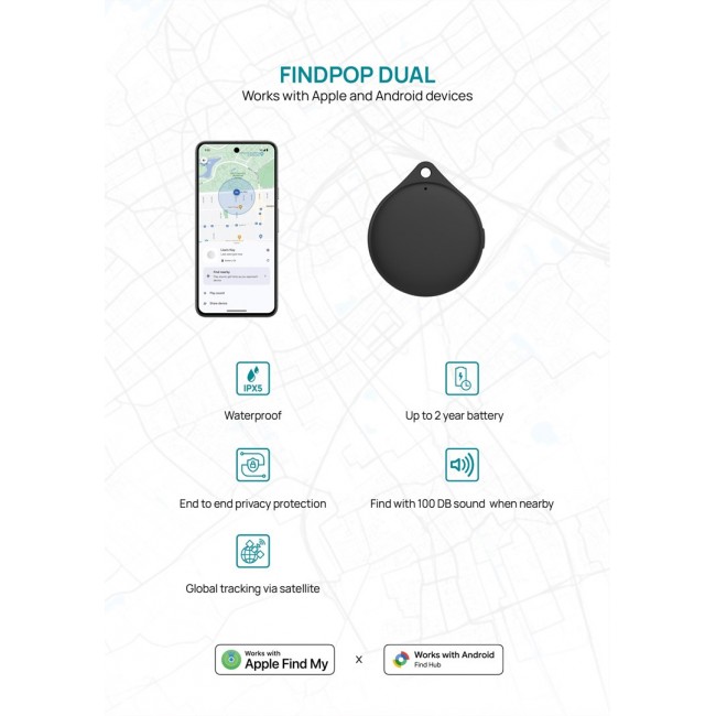 XD Connects Findpop Dual Tracker Apple & Android Find (IPX5) P301.1701