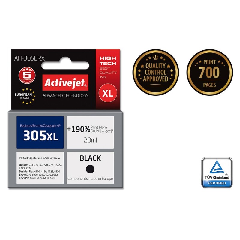 Activejet AH-305BRX Ink (replacement for HP 305 XL 3YM62AE Premium 20 ml black)