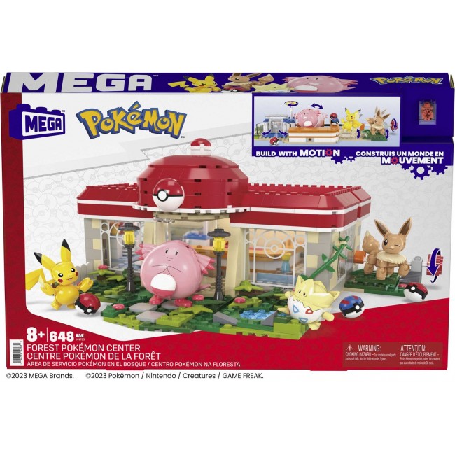 MEGA Pok mon Building Toy Kit, Forest Center (648 Pieces) with 4 Action Figures
