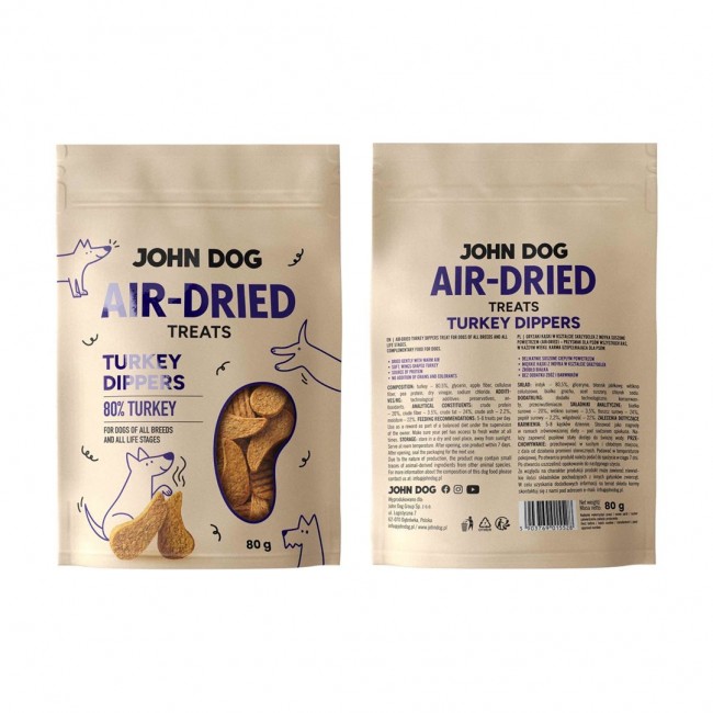 JOHN DOG Air-Dried Turkey dippers - dog treat - 80g JOHN DOG Air-Dried Turkey dippers - dog treat - 80g