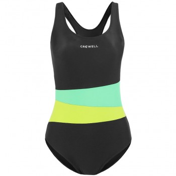 Women's swimsuit Crowell Lola col.01 black-green-lime 36