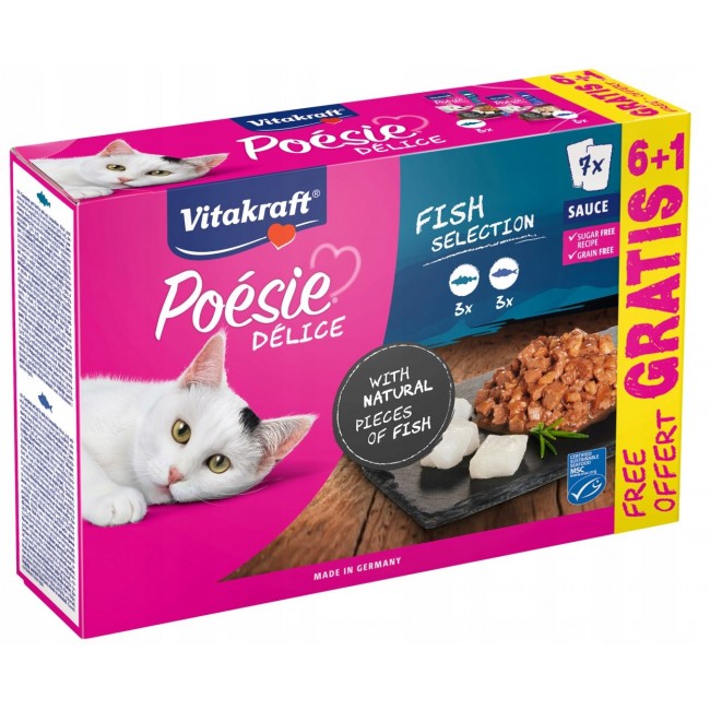 VITAKRAFT Po sie Delice Fish selection - wet cat food - 6 + 1 x 85g