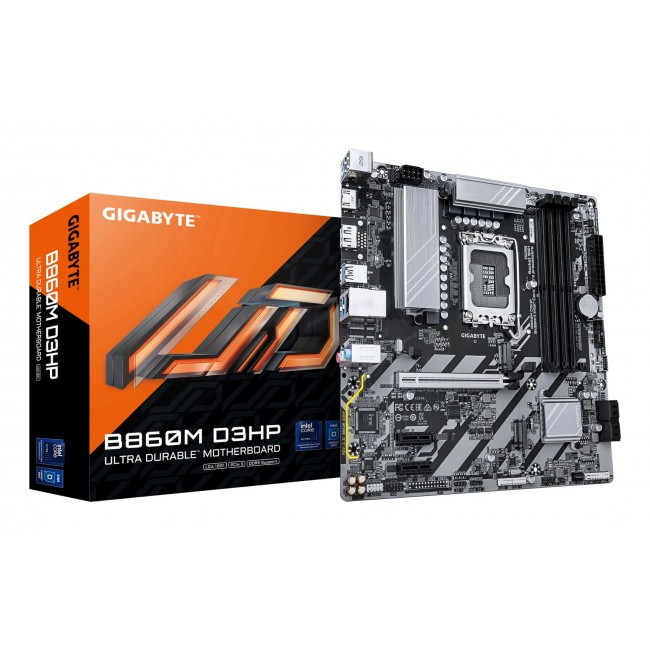 GIGABYTE B860M D3HP Motherboard - Intel Core Ultra Series CPUs, 4+1+2+1 Phases VRM, up to 9066MHz DDR5, 2xPCIe 4.0 M.2, GbE LAN, USB 3.2 Gen 1