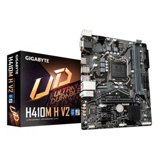 GIGABYTE H410M H V2 Motherboard - Supports Intel Core 10th CPUs, up to 2933MHz DDR4, 1xPCIe 3.0 M.2, GbE LAN, USB 3.2 Gen 1