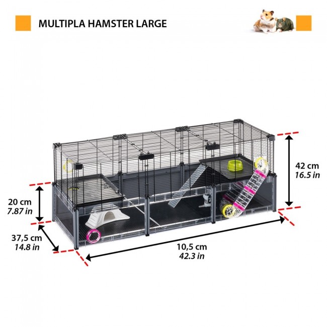 FERPLAST Multipla hamster large - cage for rodents - 107,5 x 37,5 x 42 cm FERPLAST Multipla hamster large - cage for rodents - 107,5 x 37,5 x 42 cm